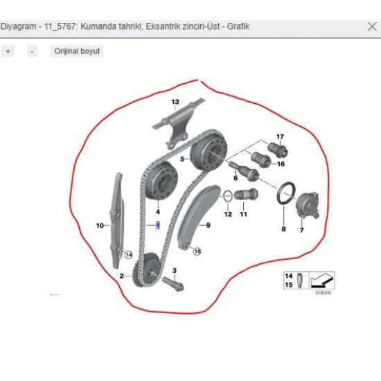 BMW MINI Eksantrik Zincir Seti üst B38 B48 Motor FEBI F49502 / 11318648729