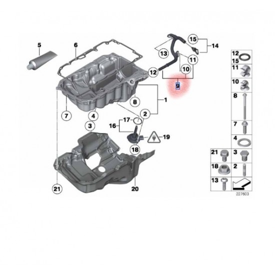 11437810492 BMW E90 E91 E92 E93 F30 F31 F07 F10 F11 E84 F15 N47N Motor Karter Yağ Borusu ORJINAL