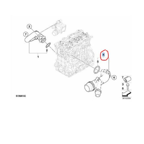 BMW N40 N42 N43 N45 N45N N46 N46N Motor Su Flanşı NRF 775034 / 11537560130