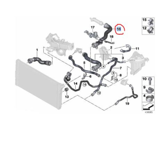 17128517079 BMW F07 F10 F11 F06 F12 F13 F01 N57Z Motor Radyator Üst Hortumu ORJINAL