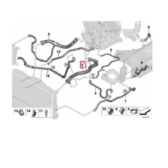17128602027 BMW F20 F21 F22 F23 F30 F31 F32 F36 B38 Radyatör Üst Hortumu ORJINAL