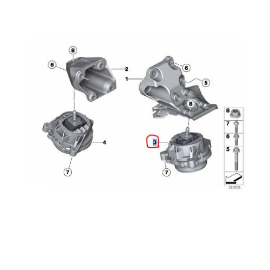 22116854251 BMW N13 Motor Kulağı (Takozu) Sol ORJINAL