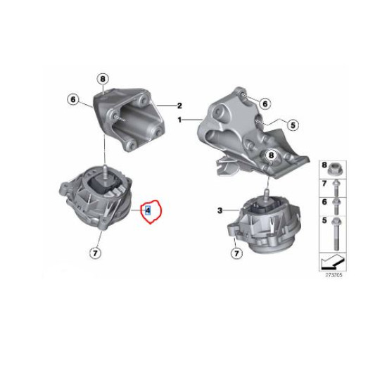 22116854252 BMW N13 Motor Kulağı (Takozu) Sağ ORJINAL