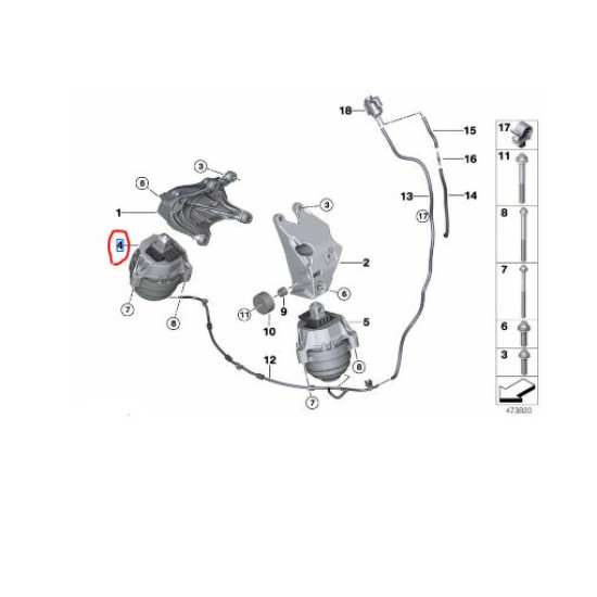22116883514 BMW G30 G31 B47 Motor Kulağı (Takozu) Sağ LEMFÖRDER 4274501