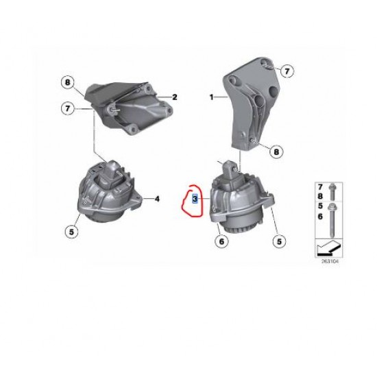 BMW F07 F10 F11 N47N Motor Kulağı Sol 22117935149 MEYLE 3140300110