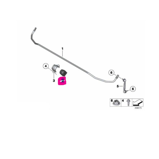 33356792196 BMW F20 F21 F22 F23 F30 F31 F35 F32 F33 F36 Arka Viraj Demir Lastiği 12MM FEBI 49386