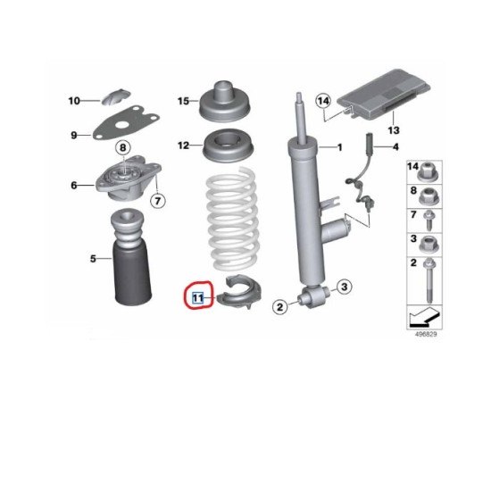 33536791709 BMW F20 F21 F22 F23 F87 F30 F31 F34 F35 F80 G80 G81 F32 F33 F36 F82 G82 G83 Helezon Yay Altlığı Arka ORJINAL