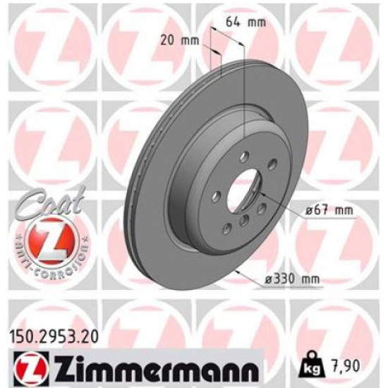 34216882246 SAĞ ARKA FREN DİSKİ ZIMMERMANN 150.2953.20