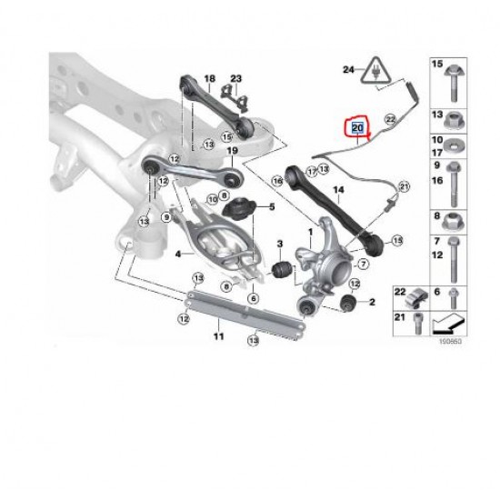 34526762466 BMW E81 E82 E87 E88 E90 E91 E92 E93 Arka ABS Sensörü HÜCO 131520