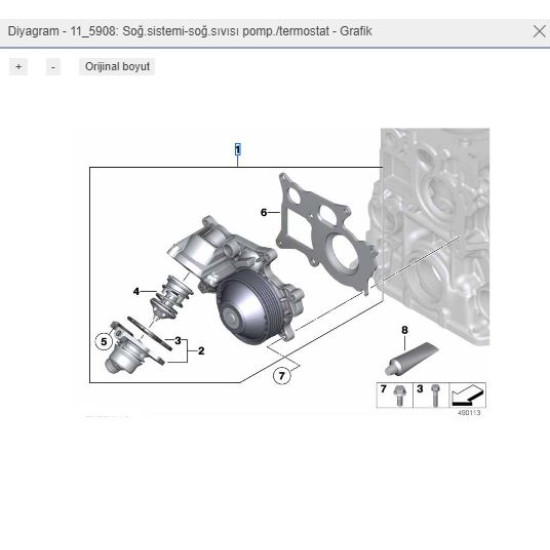 Devirdaim Su Pompasi Bmw F20 F21 F22 F23 F30 F31 F34 F32 F33 F36 F10 F11 G30 G31 G11 G12 F25 G01 F26 G02 F15 Orjinal 11518478476
