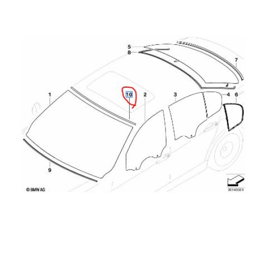 51317061967 BMW E90 E91 Ön Cam Üst Fitili ORJINAL