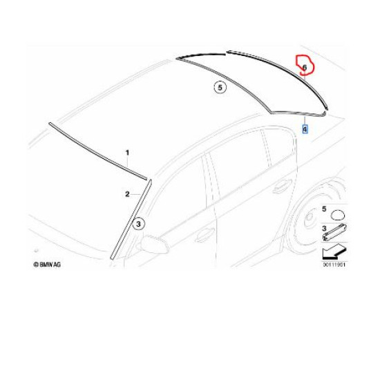 51317115412 BMW E60 Arka Cam Fitili Alt ORJINAL 