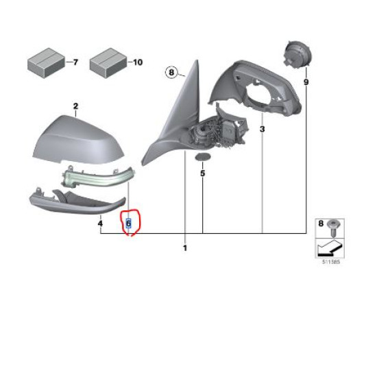 63137280772 BMW E84 F20 F21 F22 F23 F30 F31 F32 F33 F34 F36 F87 Ayna Sinyali Sağ ORJINAL